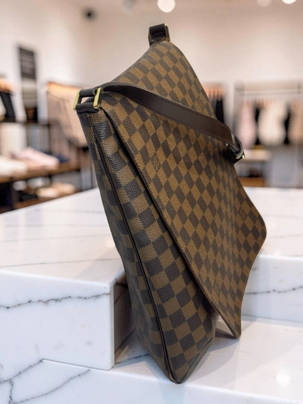 Louis Vuitton Musette Damier Ebene Crossbody Messenger Flap Bag Vintage